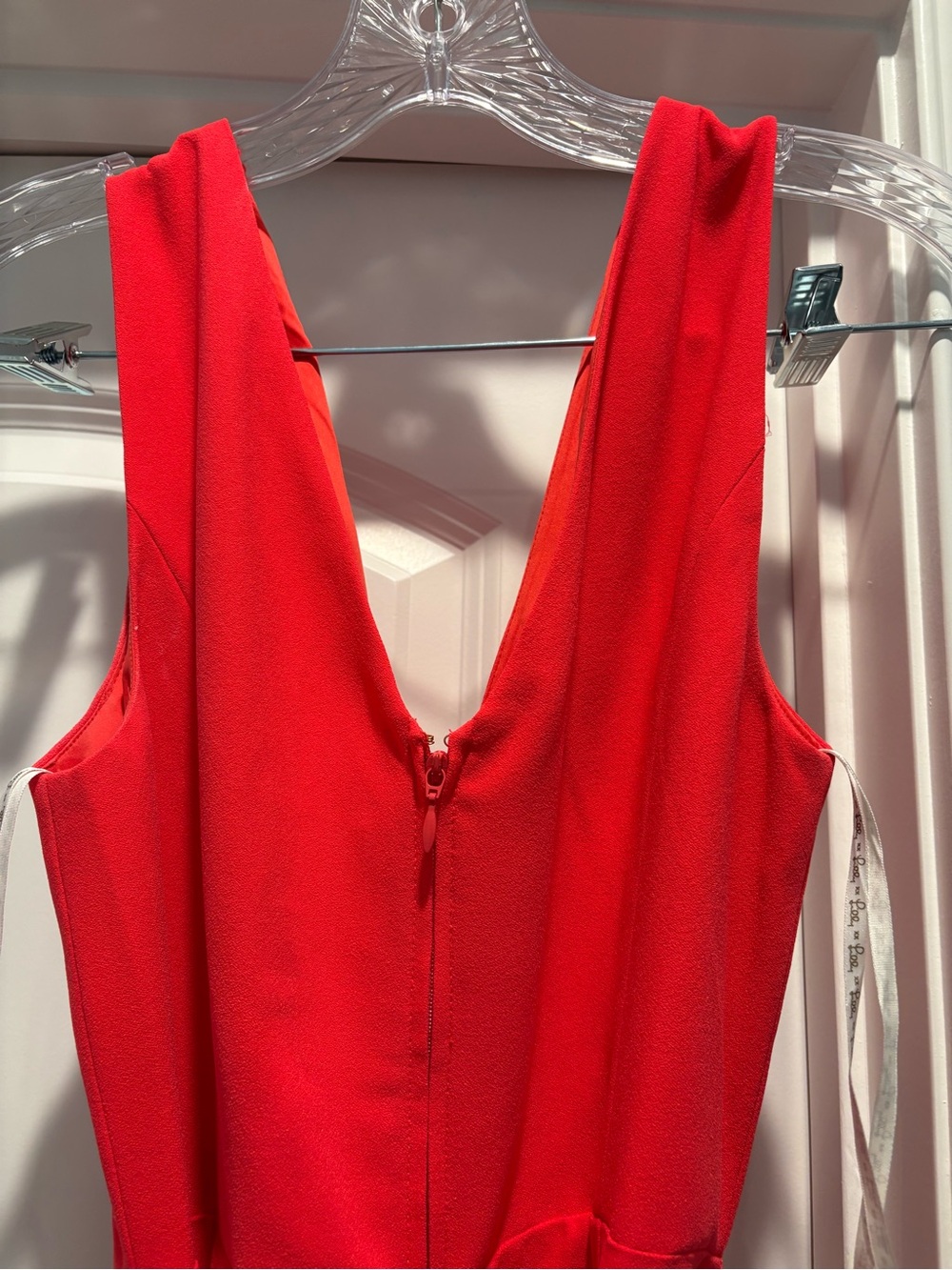 Lilly Pulitzer Red-Orange V-Neck Sleeveless Jumpsuit with Waist Tie - Picture 7 of 7